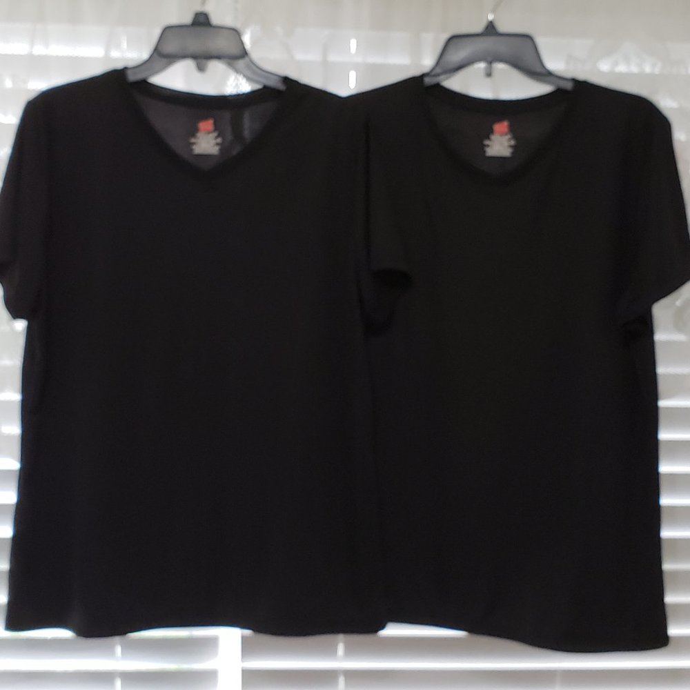 2 Black Hanes Cool Dry Tees XL